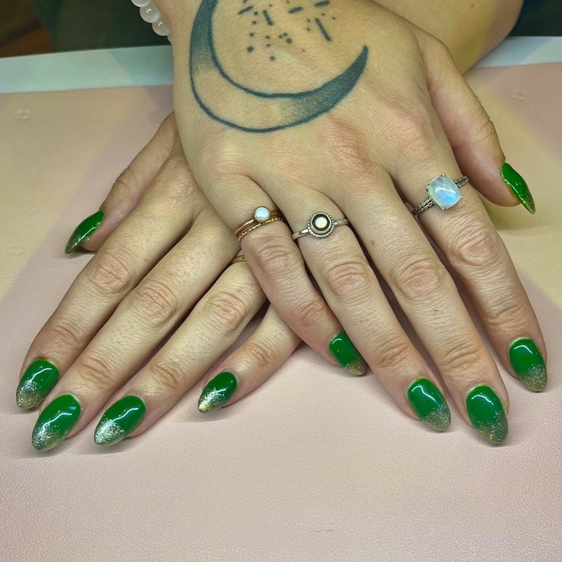 hand-painted nail art set with detailed design